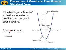 5-2 Basics of Quadratic Graphs and Equations