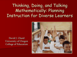 David J.Chard: Thinking, Doing & Talking Mathematically