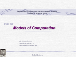 Models of Computation - Department of Computer and Information