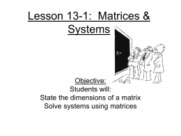 Lesson 13-1: Matrices & Systems