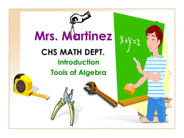 Mrs_ Martinez Tools of Algebra