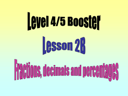 Lesson 2. Fractions, decimals and Percentages