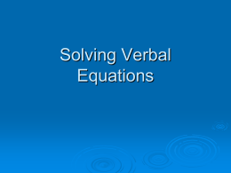 Solving Verbal Equations