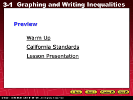 3-1 Graphing and Writing Linear Inequalities