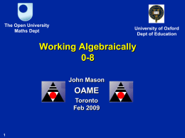 OAME Workshop - The Open University