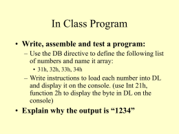 In Class Programs in Assembly