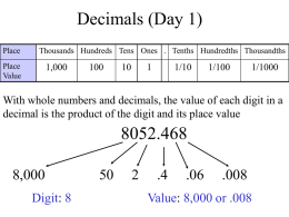 Decimals (Day 1)