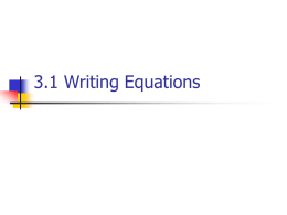 3.1 Writing Equations