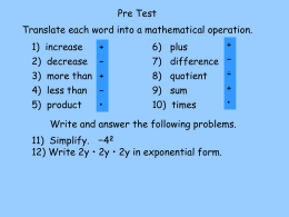 1-1 Variables and Expressions