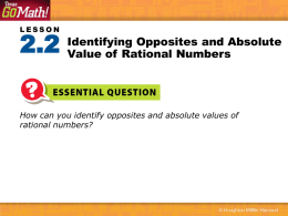 How can you identify opposites and absolute values of rational