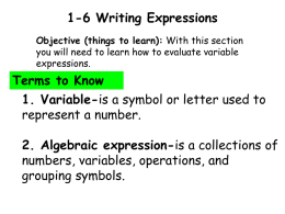 Lesson 1-6: Writing Expressions
