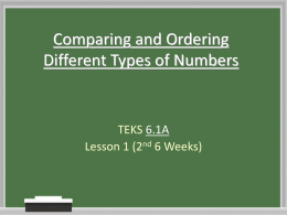 Comparing and Ordering Different Types of Numbers