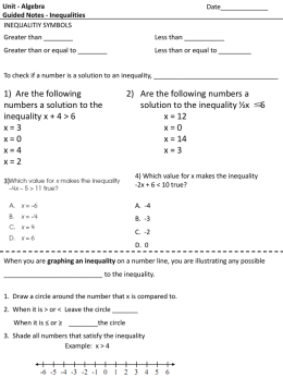 Unit - Algebra Guided Notes