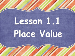 Lesson 1.1 Place Value What is place value?