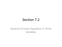Section 7.2 Systems of Linear Equations in Three Variables