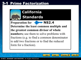 prime factorization - Jefferson School District