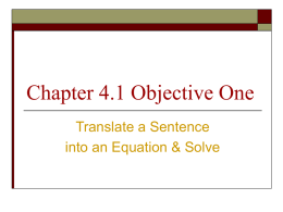 Chapter 4.1 Objective One