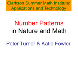 Number Patterns in Nature and Games