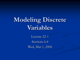 Lecture 22 - Modeling Discrete Variables