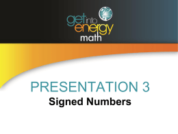 PowerPoint Presentation 3: Signed Numbers