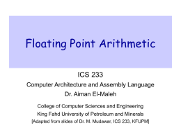 Floating Point - King Fahd University of Petroleum and Minerals