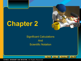 Significant Calculations and Scientific Notation