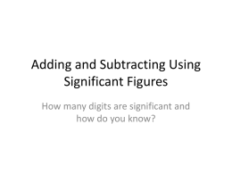 Adding and Subtracting Using Significant Figures