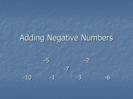 Adding Negative Numbers - The John Crosland School