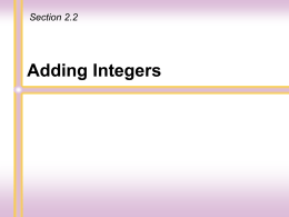 Chapter 2: Integers & Introduction to Solving Equations