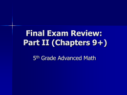 Final Exam II, PPT Review