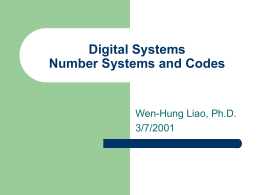 Digital Systems Number Systems and Codes