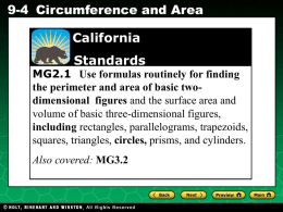 Ch 9-4 Circumference and Area