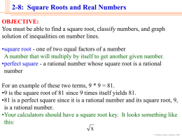 2-8: Square Roots and Real Numbers