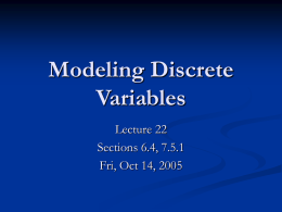 Lecture 22 - Modeling Discrete Variables