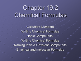 Chapter 19.2 Chemical Formulas