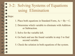 3.2 Solving Systems of Equations by Elimination