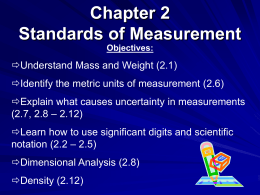 Chapter 2 Standards of Measurement