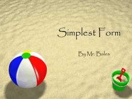 Simplest Form - Teacher Pages