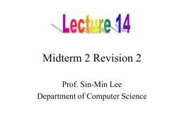 Lecture 12 Revision Midterm 2 - Department of Computer Science