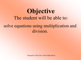 Solve Equations with Multiplication and Division