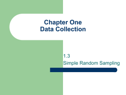 Chapter One Data Collection