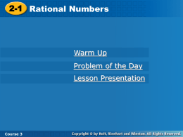 Chapter 2 Lesson 1: Rational Numbers