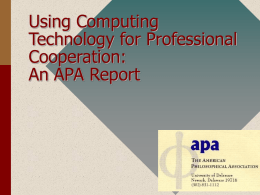 Using Computing Technology for Professional Cooperation: An APA