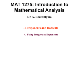 MAT 1275: Introduction to Mathematical Analysis Dr