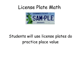 License Plate Math - Middletown Public Schools