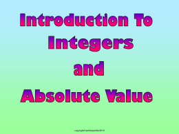 a) Integers & Absolute Value Introduction
