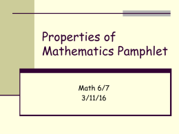 Properties of Mathematics Pamphlet