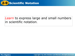 Lesson 9 – Scientific Notation