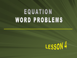 Equation Word Problems - Lesson 4