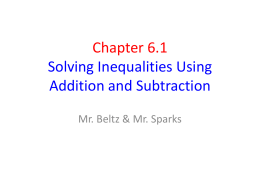 Chapter 6.1 Solving Inequalities Using Addition and Subtraction